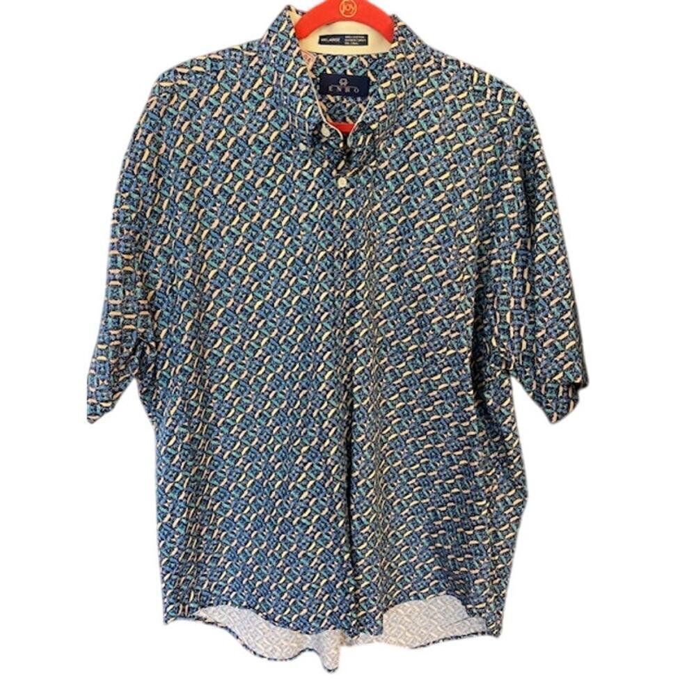Enro Mens XXL 100% Cotton Pattern‎ Short Sleeve Button Down Shirt